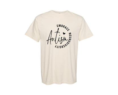 brand:Comfort Colors|color:Ivory|Embrace Neurodiversity Autism Graphic T-Shirt