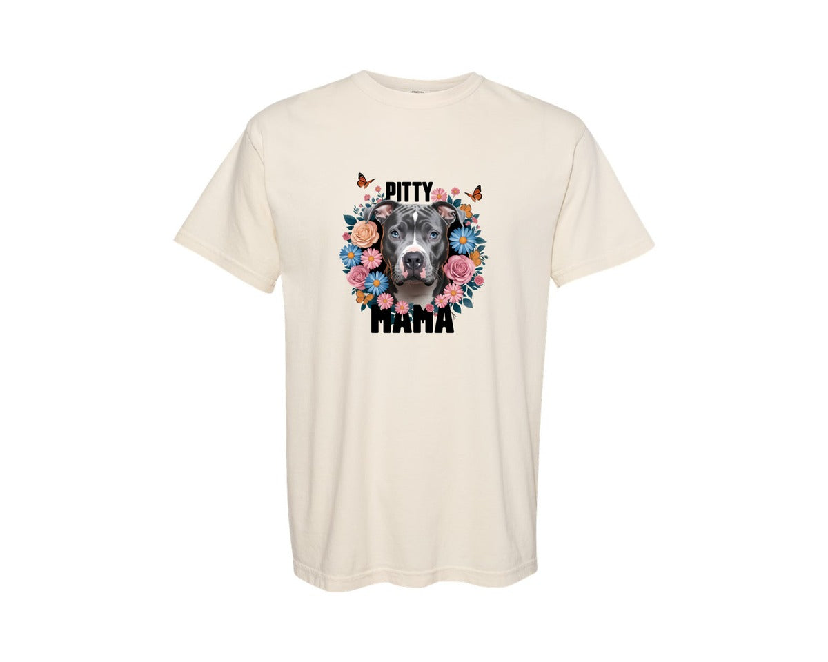 brand:Comfort Colors|color:Ivory|Pitty Mama Cute Pitbull Dog 3 Graphic T-Shirt