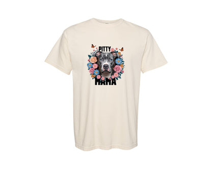 brand:Comfort Colors|color:Ivory|Pitty Mama Cute Pitbull Dog 3 Graphic T-Shirt