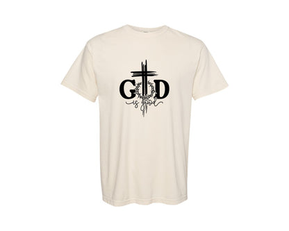 brand:Comfort Colors|color:Ivory|God Is Good Christian Shirt Jesus Faith Graphic T-Shirt