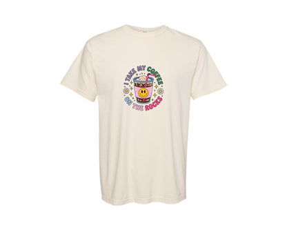 brand:Comfort Colors|color:Ivory|I Take My Coffee On The Rocks Summer Graphic T-Shirt