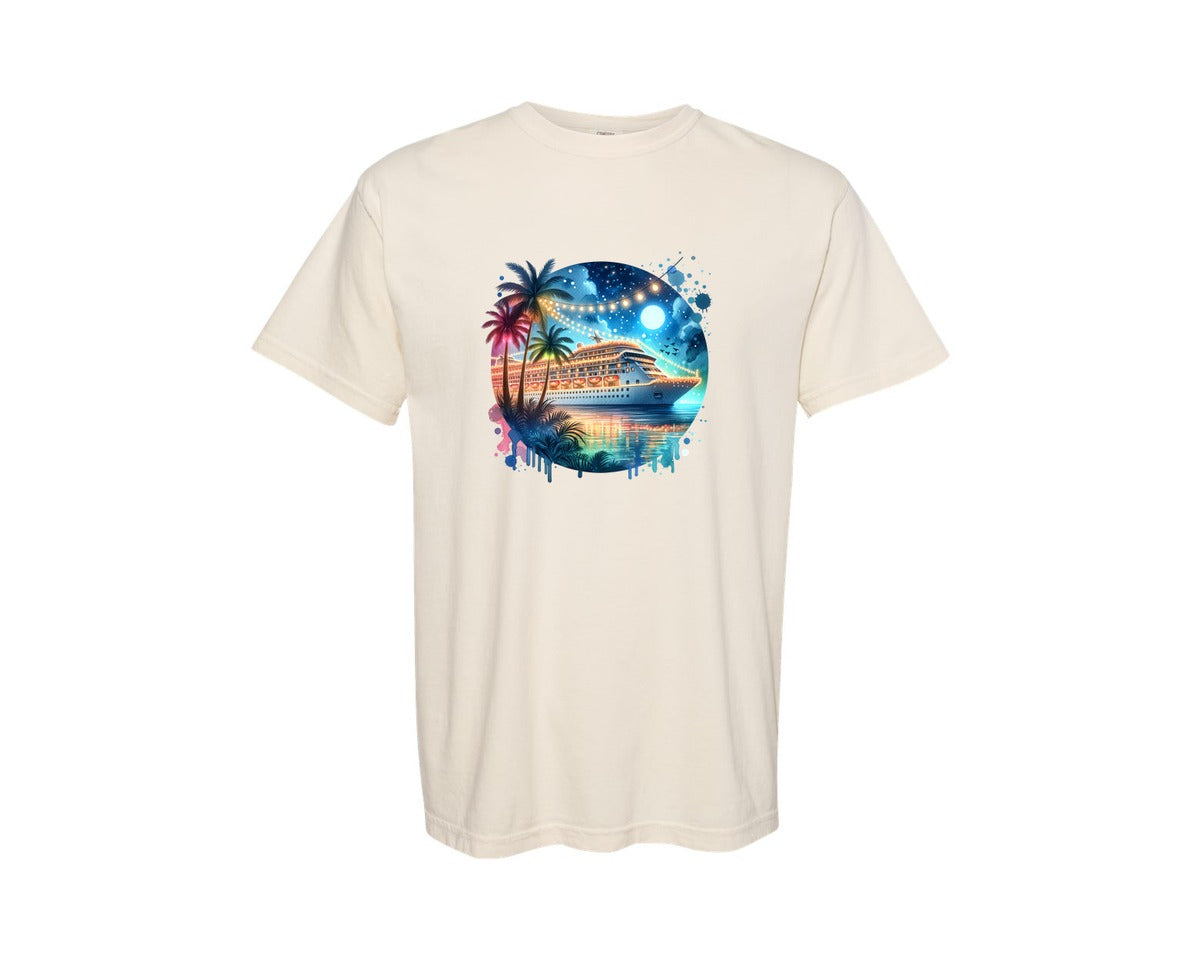 brand:Comfort Colors|color:Ivory|Cruise Ship Tropical Vacation Graphic T-Shirt