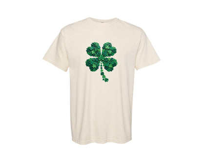 brand:Comfort Colors|color:Ivory|Hand Painted Shamrock St Patricks Day Graphic T-Shirt