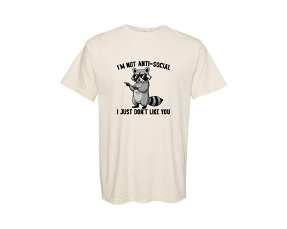 brand:Comfort Colors|color:Ivory|Funny Sarcastic Raccoon Sassy Animal Graphic T-Shirt