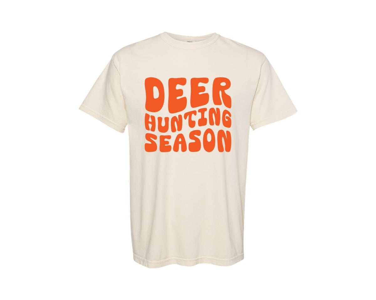 brand:Comfort Colors|color:Ivory|Retro Deer Hunting Season Design 2 Graphic T-Shirt