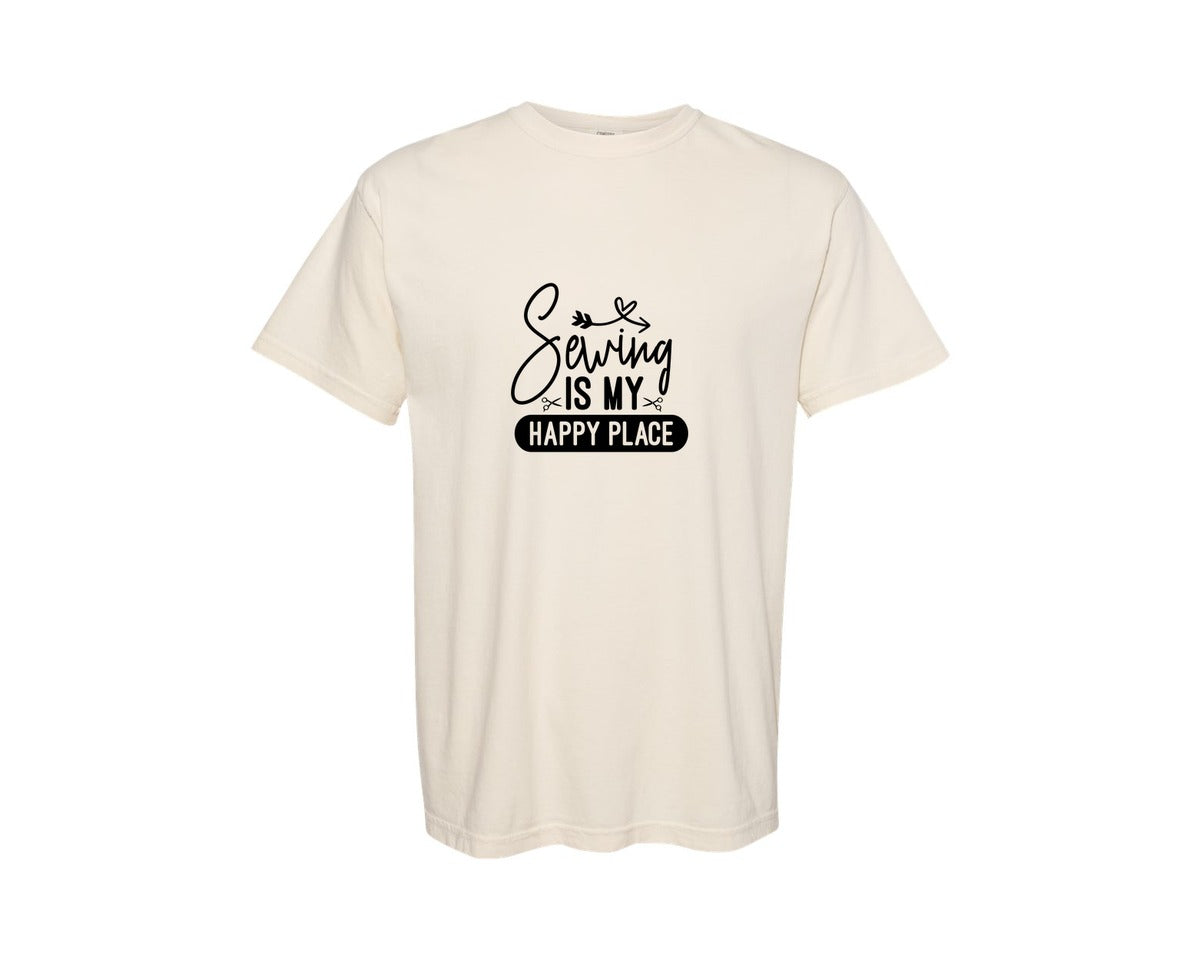brand:Comfort Colors|color:Ivory|Sewing Is My Happy Place 36 Graphic T-Shirt