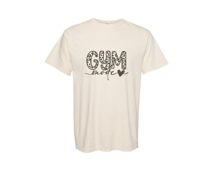 brand:Comfort Colors|color:Ivory|Gym Mode Cheetah Print Graphic T-Shirt