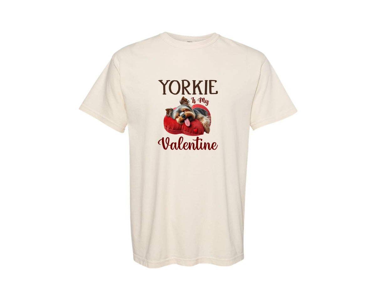 brand:Comfort Colors|color:Ivory|Yorkie Is My Valentine Graphic T-Shirt