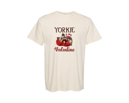 brand:Comfort Colors|color:Ivory|Yorkie Is My Valentine Graphic T-Shirt
