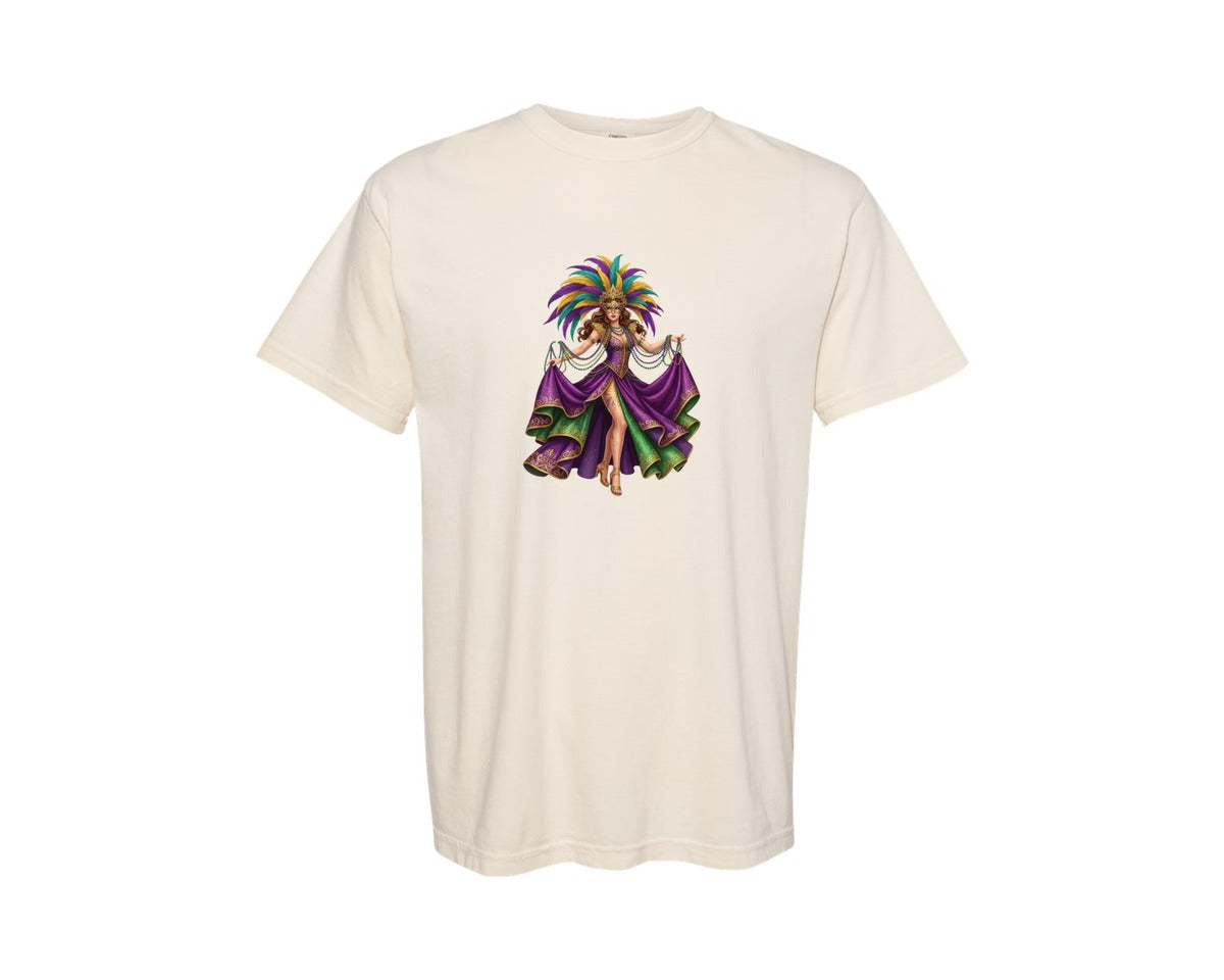 brand:Comfort Colors|color:Ivory|Mardi Gras Girl Graphic T-Shirt