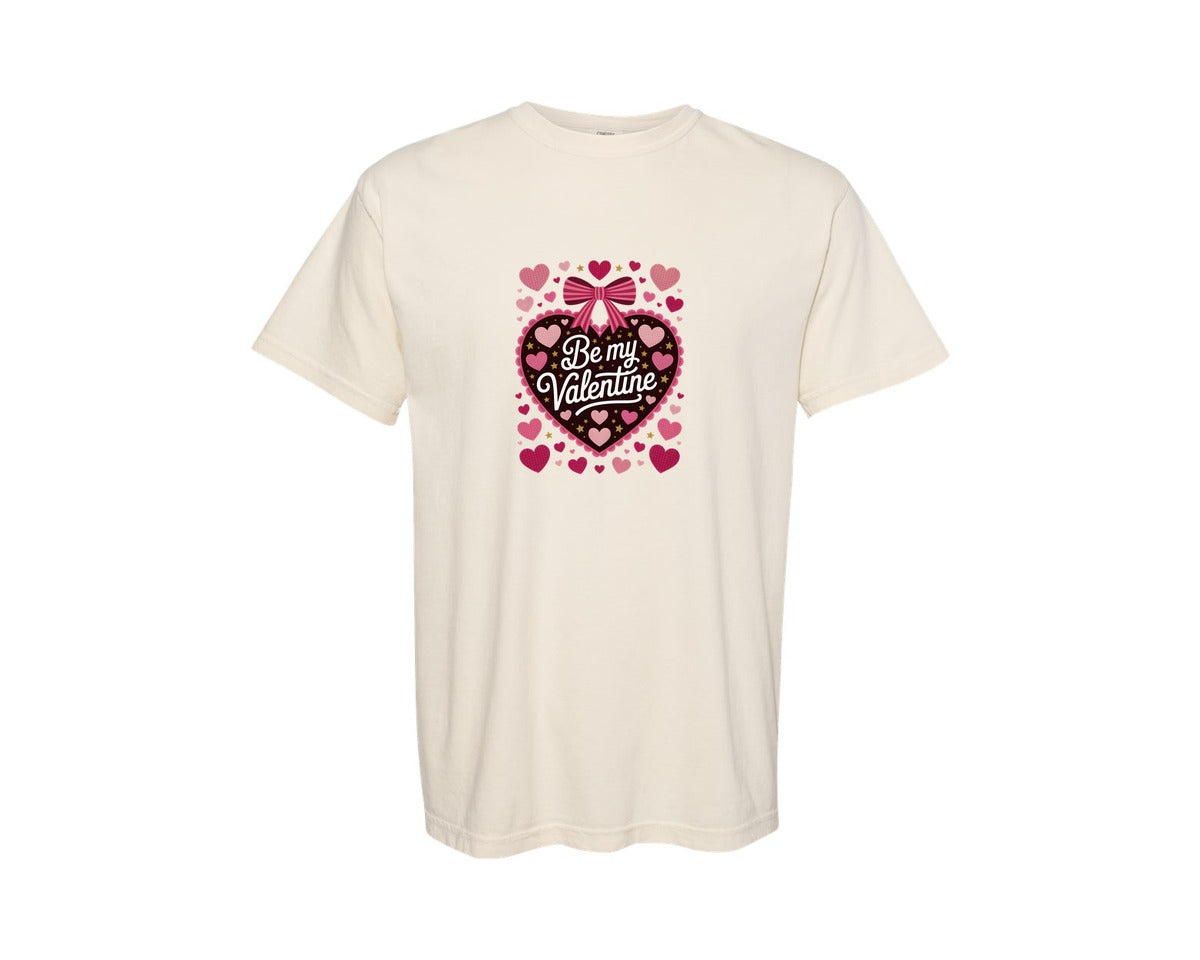 brand:Comfort Colors|color:Ivory|Be My Valentine Vintage Heart Graphic T-Shirt