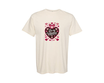 brand:Comfort Colors|color:Ivory|Be My Valentine Vintage Heart Graphic T-Shirt
