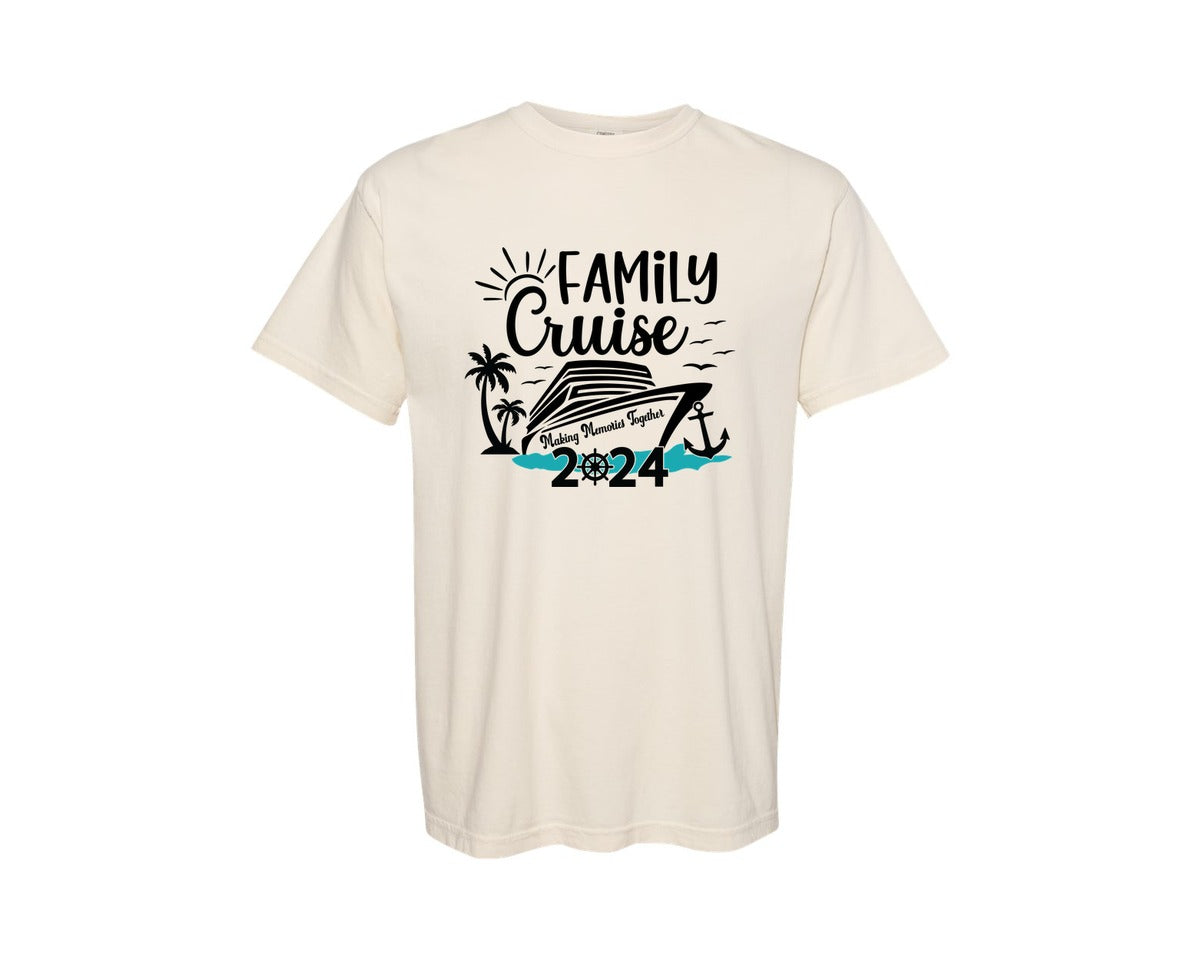 brand:Comfort Colors|color:Ivory|Family Cruise 2024 Cruising Trip Graphic T-Shirt