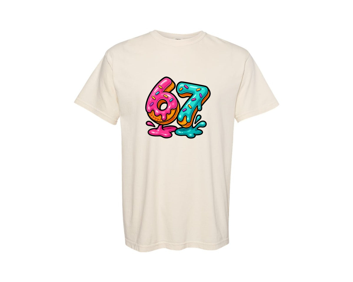 brand:Comfort Colors|color:Ivory|Six Seven Ice Cream Baseball Drip 67 Graphic T-Shirt