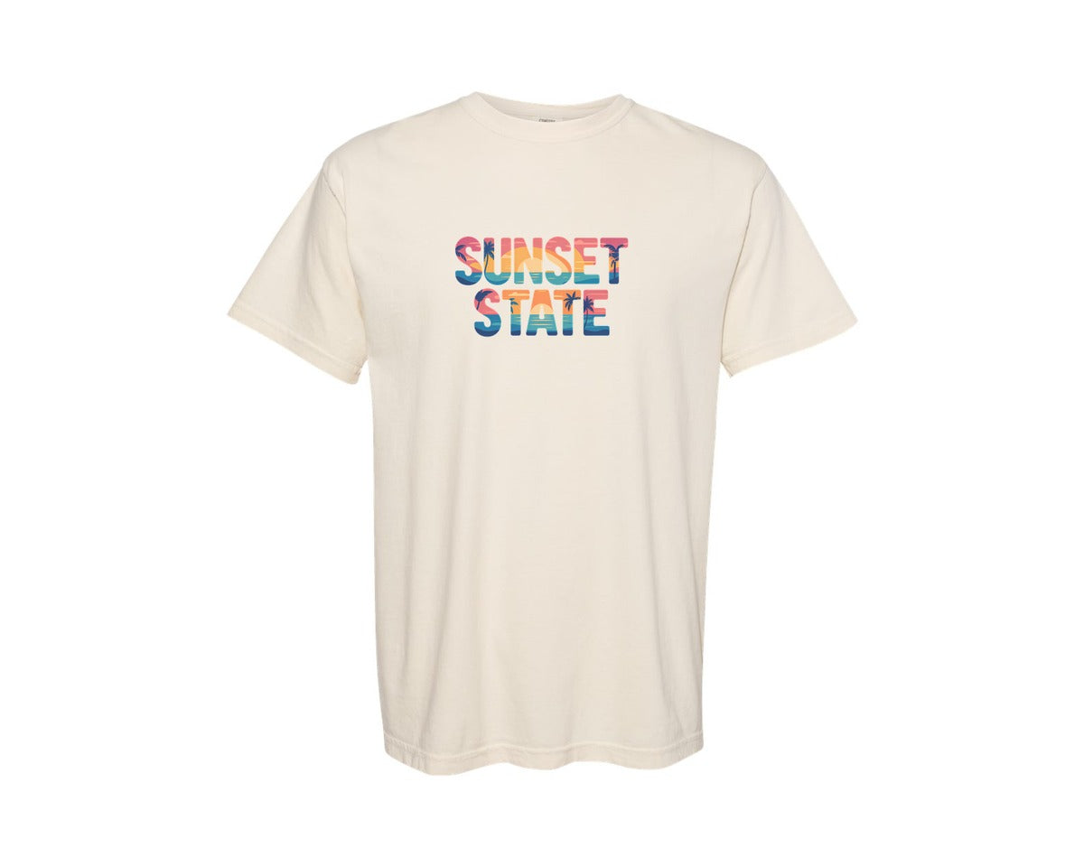 brand:Comfort Colors|color:Ivory|Summer Sunset State Beach Tee Graphic T-Shirt