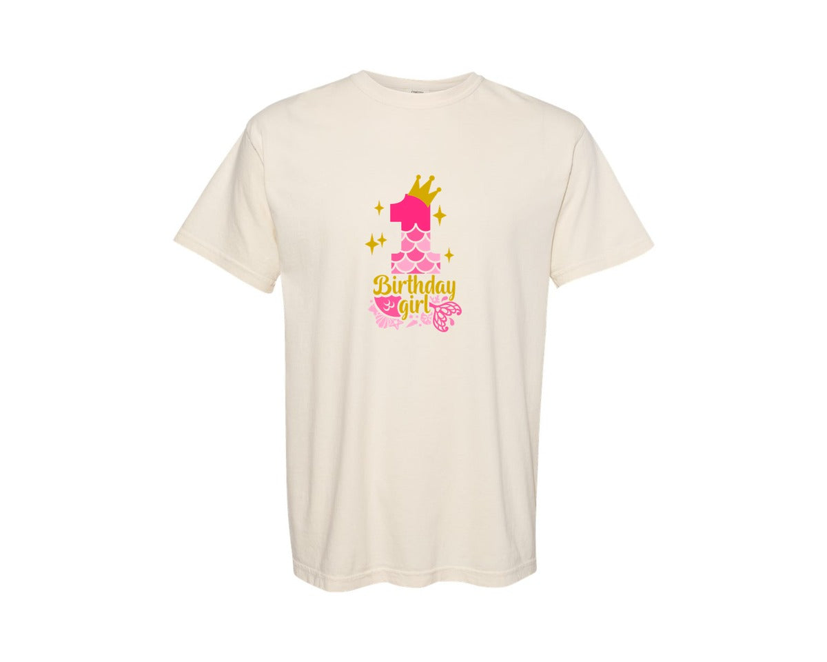 brand:Comfort Colors|color:Ivory|My 1St Birthday Birthday Mermaid Graphic T-Shirt