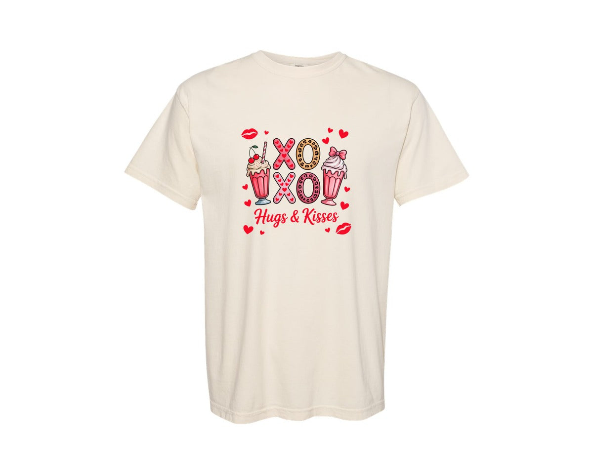brand:Comfort Colors|color:Ivory|Hug And Kisses Valentines Graphic T-Shirt