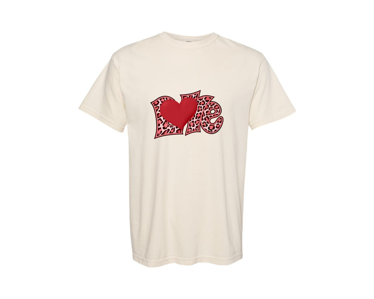 brand:Comfort Colors|color:Ivory|Love Applique Embroidery Design Graphic T-Shirt