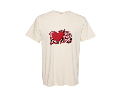 brand:Comfort Colors|color:Ivory|Love Applique Embroidery Design Graphic T-Shirt