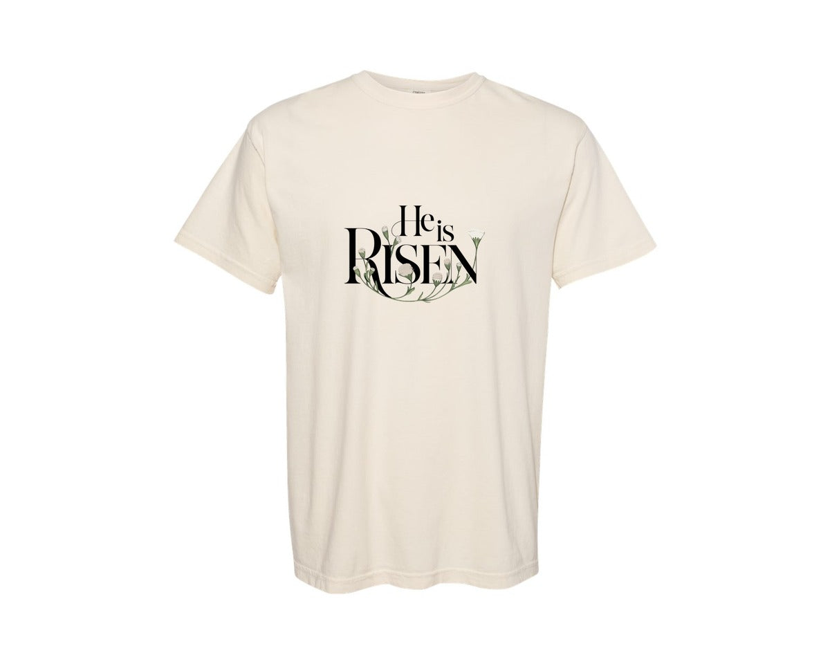 brand:Comfort Colors|color:Ivory|He Is Risen Design 3 Graphic T-Shirt