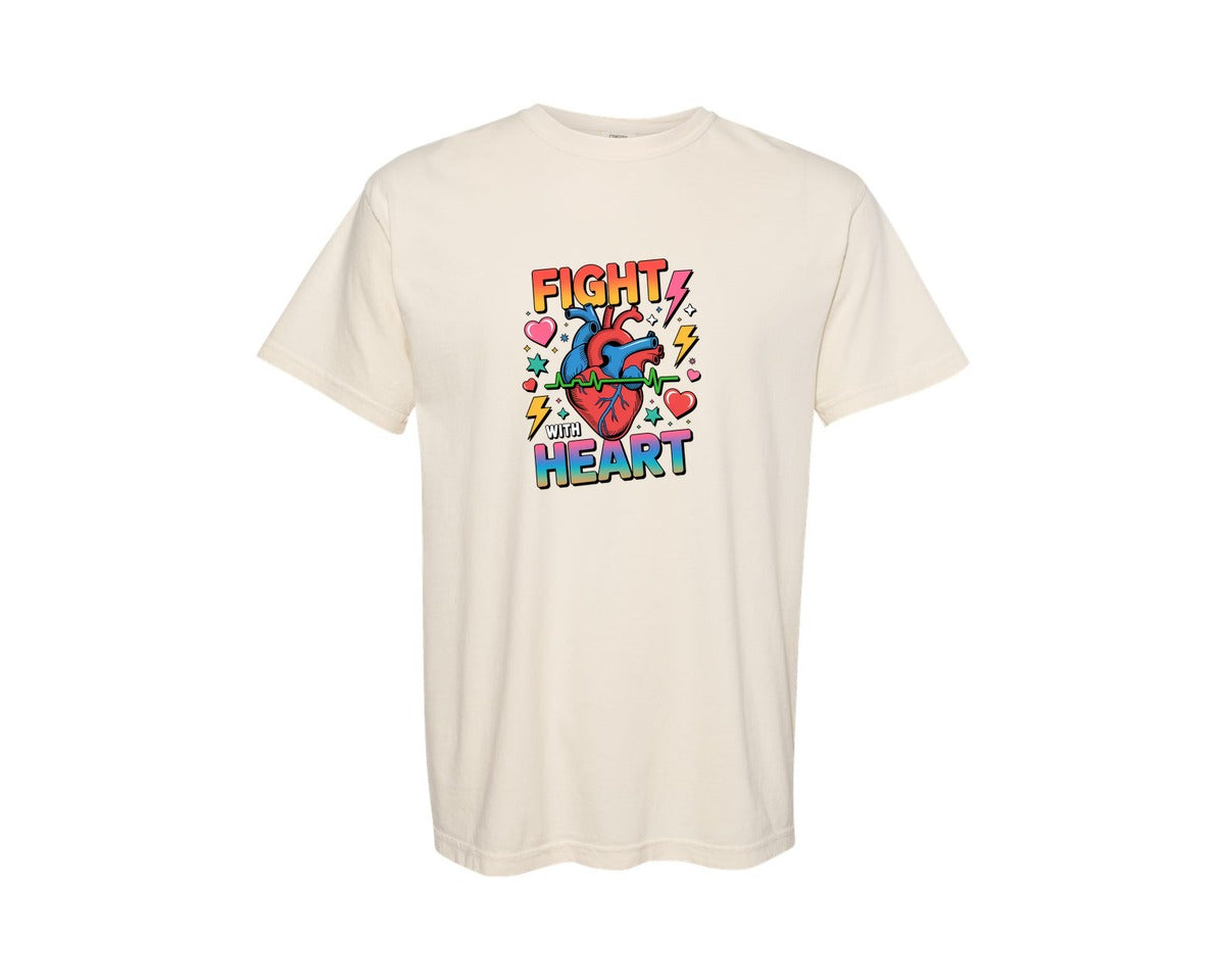 brand:Comfort Colors|color:Ivory|Fight With Heart Disease Awareness Graphic T-Shirt