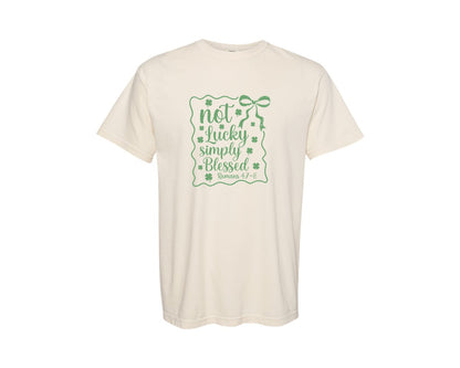 brand:Comfort Colors|color:Ivory|Not Lucky Simply Blessed Graphic T-Shirt
