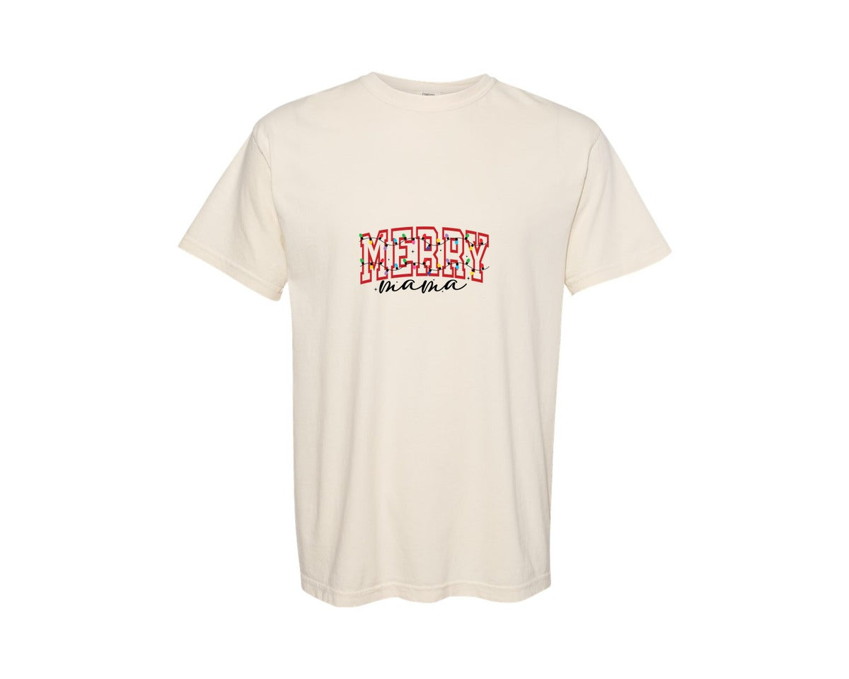 brand:Comfort Colors|color:Ivory|Merry Mama Christmas 2 Graphic T-Shirt
