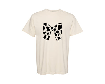brand:Comfort Colors|color:Ivory|Coquette Cow Print Bow Graphic T-Shirt