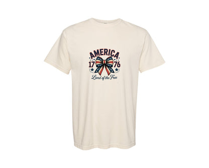 brand:Comfort Colors|color:Ivory|America 1776 Land Of The Free 4 Graphic T-Shirt