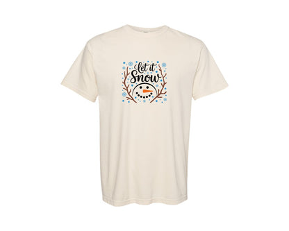 brand:Comfort Colors|color:Ivory|Let It Snow Cute Snowman Graphic T-Shirt