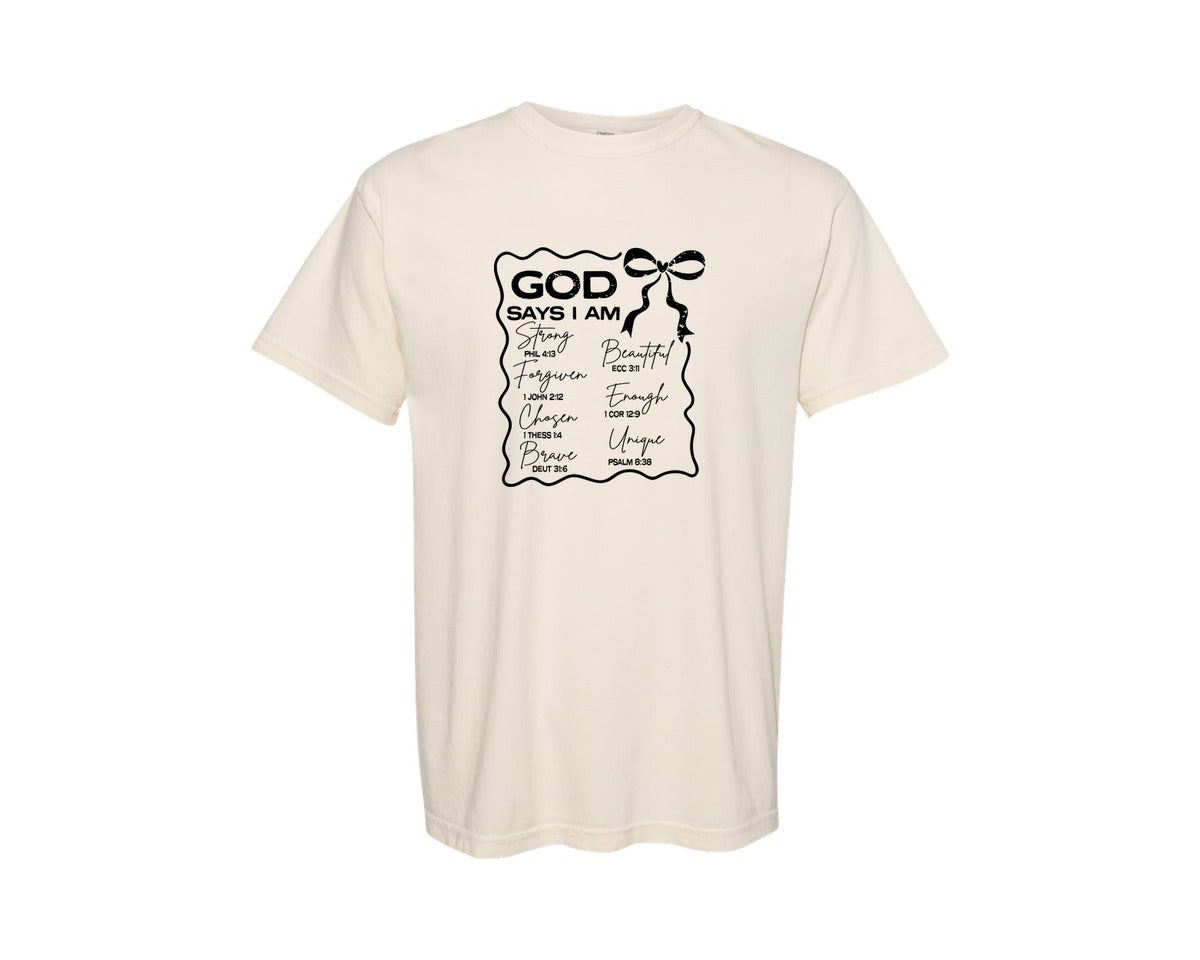 brand:Comfort Colors|color:Ivory|God Says I Am Coquette Christian Graphic T-Shirt