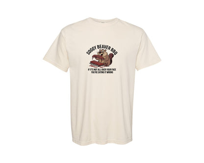 brand:Comfort Colors|color:Ivory|Soggy Beaver Bbq Funny Beaver 2 Graphic T-Shirt
