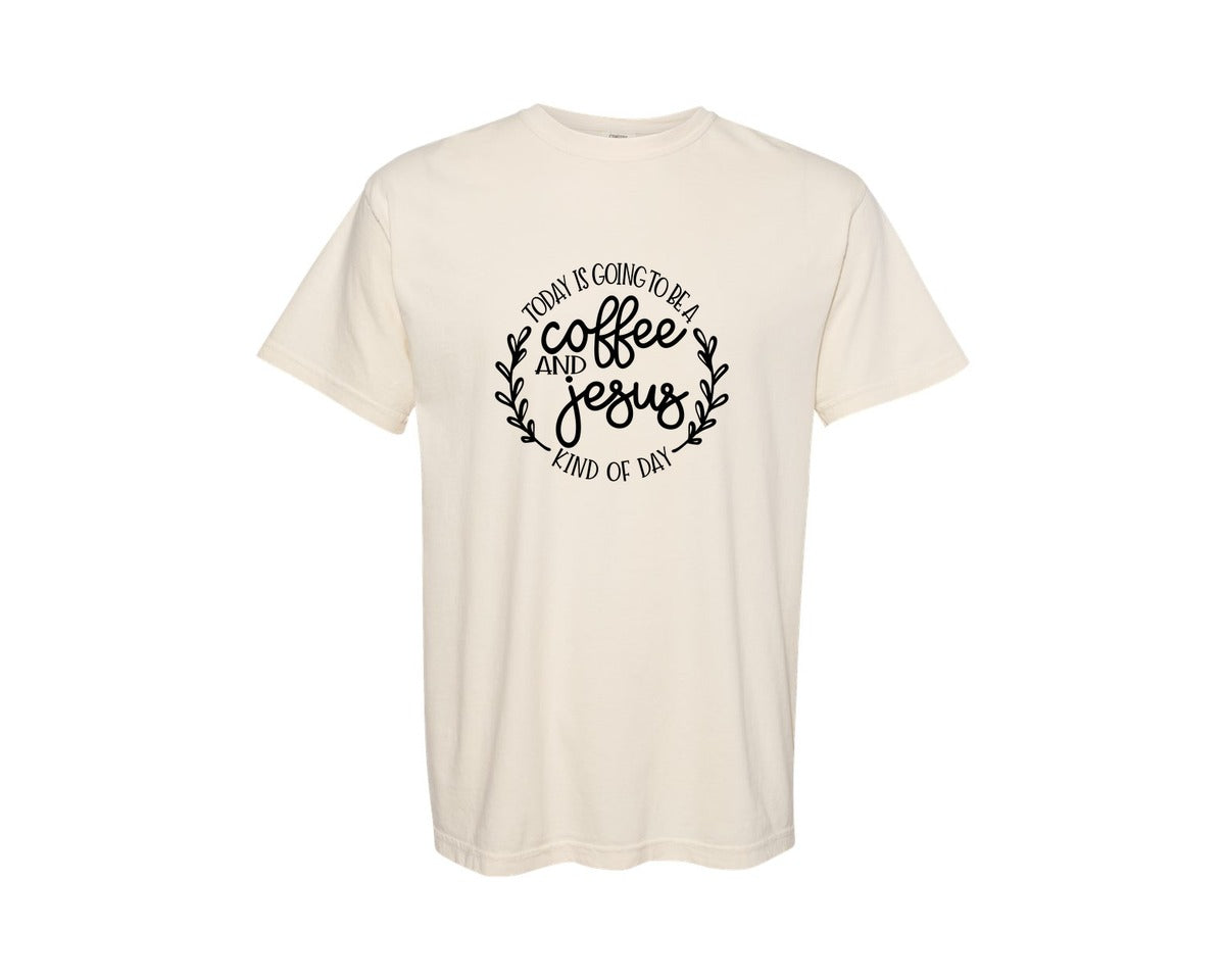 brand:Comfort Colors|color:Ivory|This Is Going To Be A Coffee Jesus Day Graphic T-Shirt