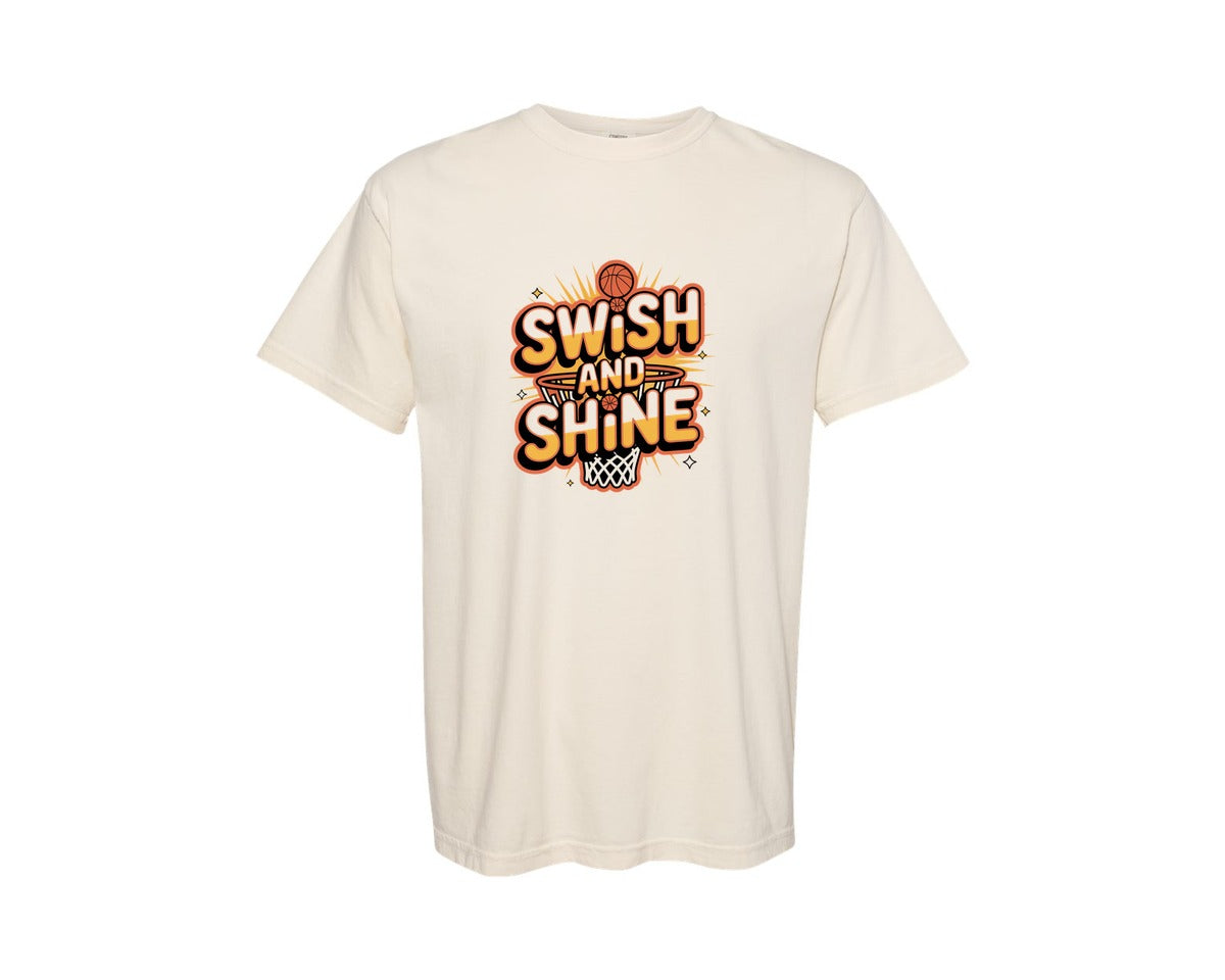 brand:Comfort Colors|color:Ivory|Basketball Swish And Shine Shirt Graphic T-Shirt