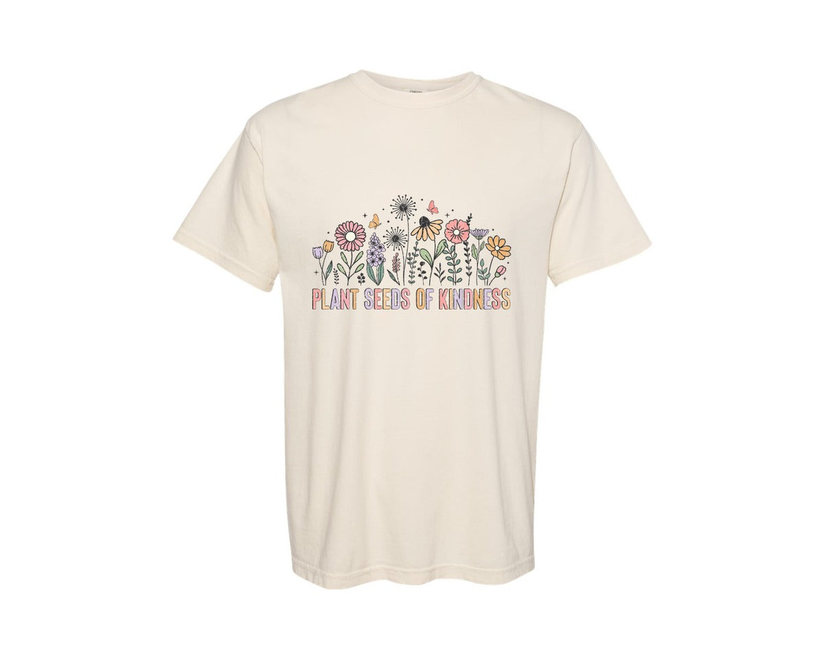 brand:Comfort Colors|color:Ivory|Teacher Plant Seeds Of Kindness Graphic T-Shirt
