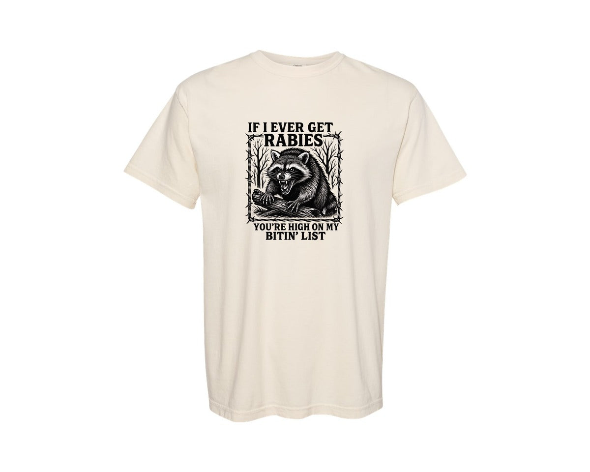brand:Comfort Colors|color:Ivory|Funny Raccoon Rabies Quote Graphic T-Shirt