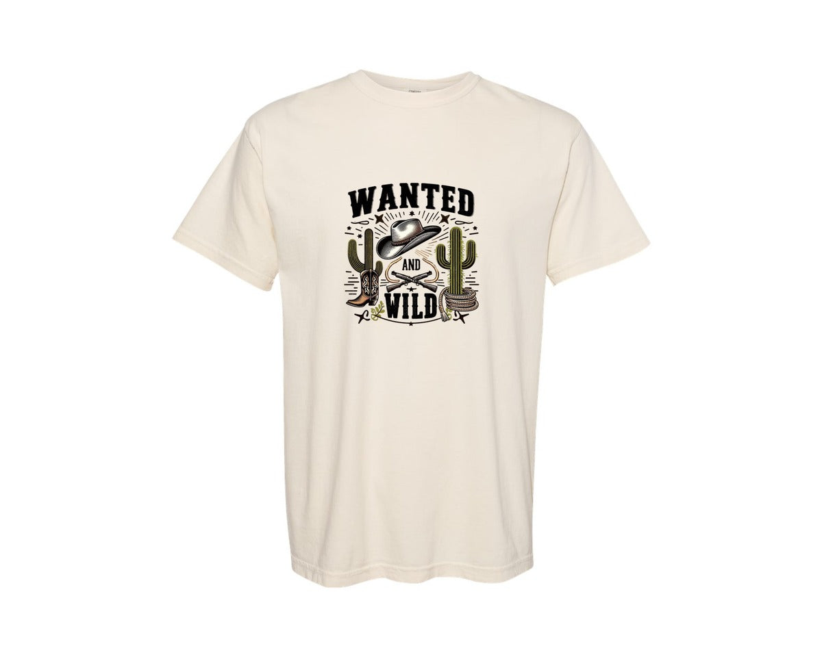 brand:Comfort Colors|color:Ivory|Western Wanted And Wild T Shirt Graphic T-Shirt