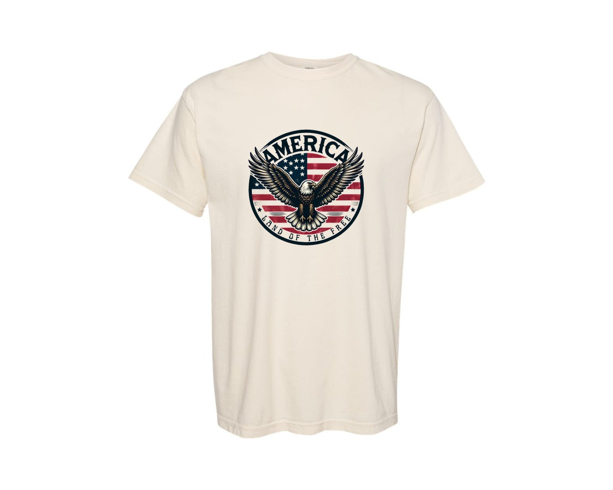 brand:Comfort Colors|color:Ivory|Land Of The Free 4Th Of July Graphic T-Shirt