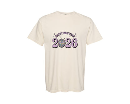 brand:Comfort Colors|color:Ivory|Happy New Year 2026 New Years 2 Graphic T-Shirt