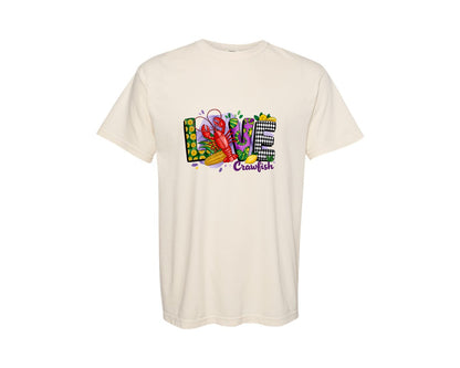 brand:Comfort Colors|color:Ivory|Mardi Gras Love Crawfish Graphic T-Shirt