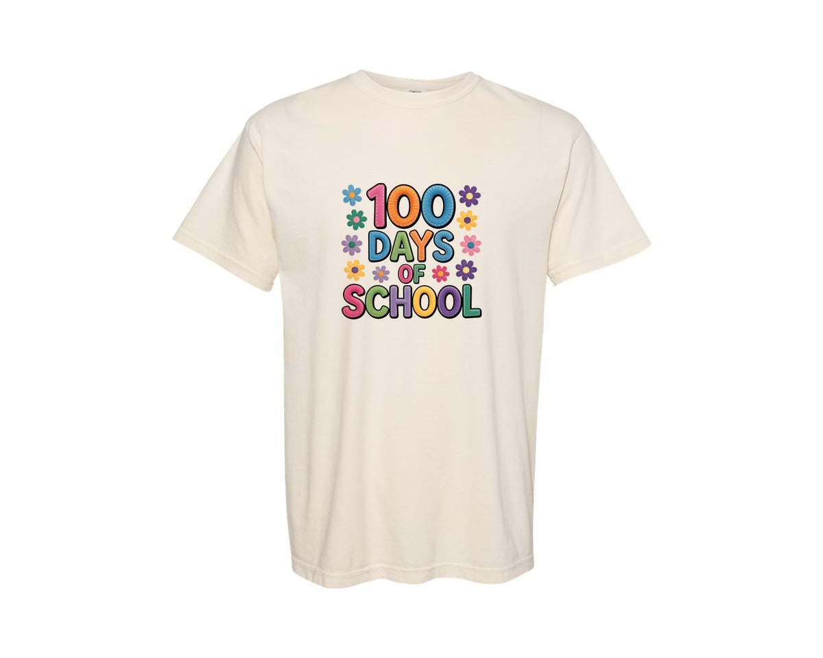 brand:Comfort Colors|color:Ivory|Latch Hook Yarn 100 Days Of School D 2 Graphic T-Shirt
