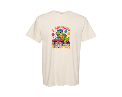 brand:Comfort Colors|color:Ivory|I Crushed 100 Days Dino Truck Graphic T-Shirt