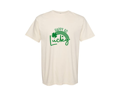 brand:Comfort Colors|color:Ivory|St Patricks Day Happy Go Lucky 9 Graphic T-Shirt