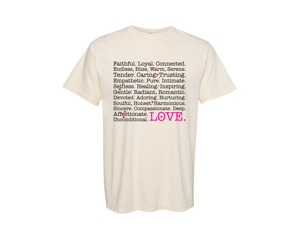 brand:Comfort Colors|color:Ivory|Valentine Gift Love Words Kind Words Graphic T-Shirt