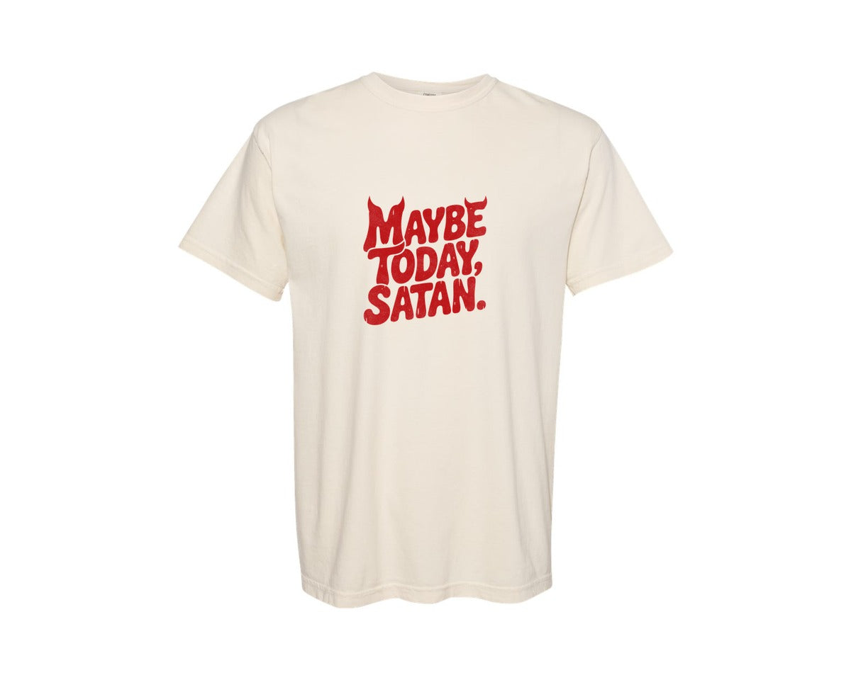 brand:Comfort Colors|color:Ivory|Funny Gothic Maybe Today Satan Graphic T-Shirt