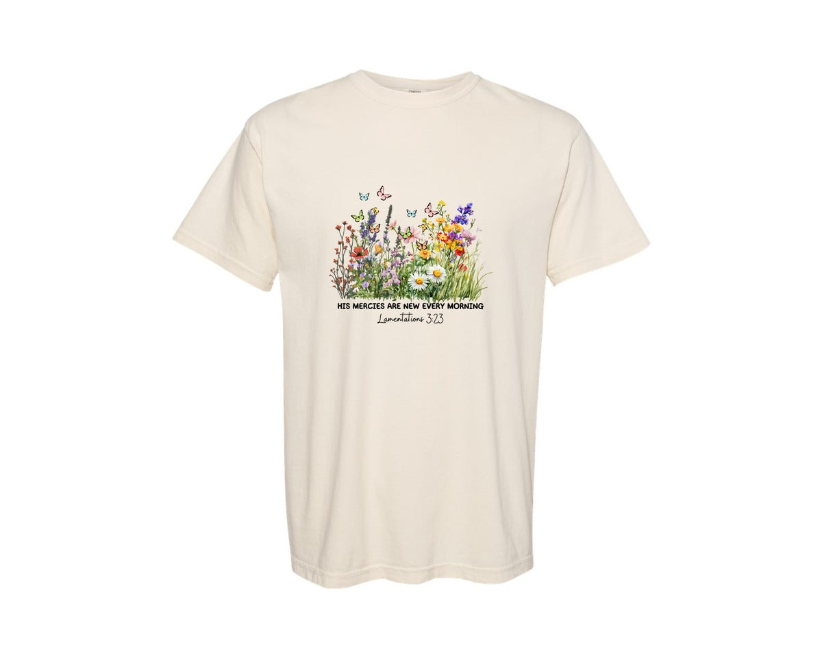 brand:Comfort Colors|color:Ivory|His Mercies Are New Every Morning 18 Graphic T-Shirt