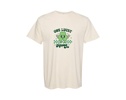 brand:Comfort Colors|color:Ivory|One Lucky Mama St Patricks Day Graphic T-Shirt