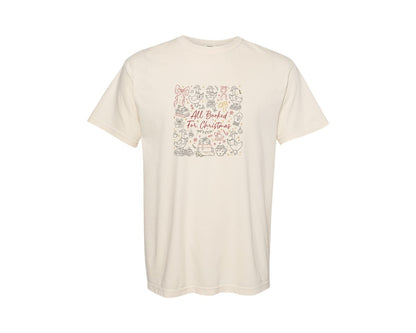 brand:Comfort Colors|color:Ivory|All Booked For Christmas Goose Reading Graphic T-Shirt