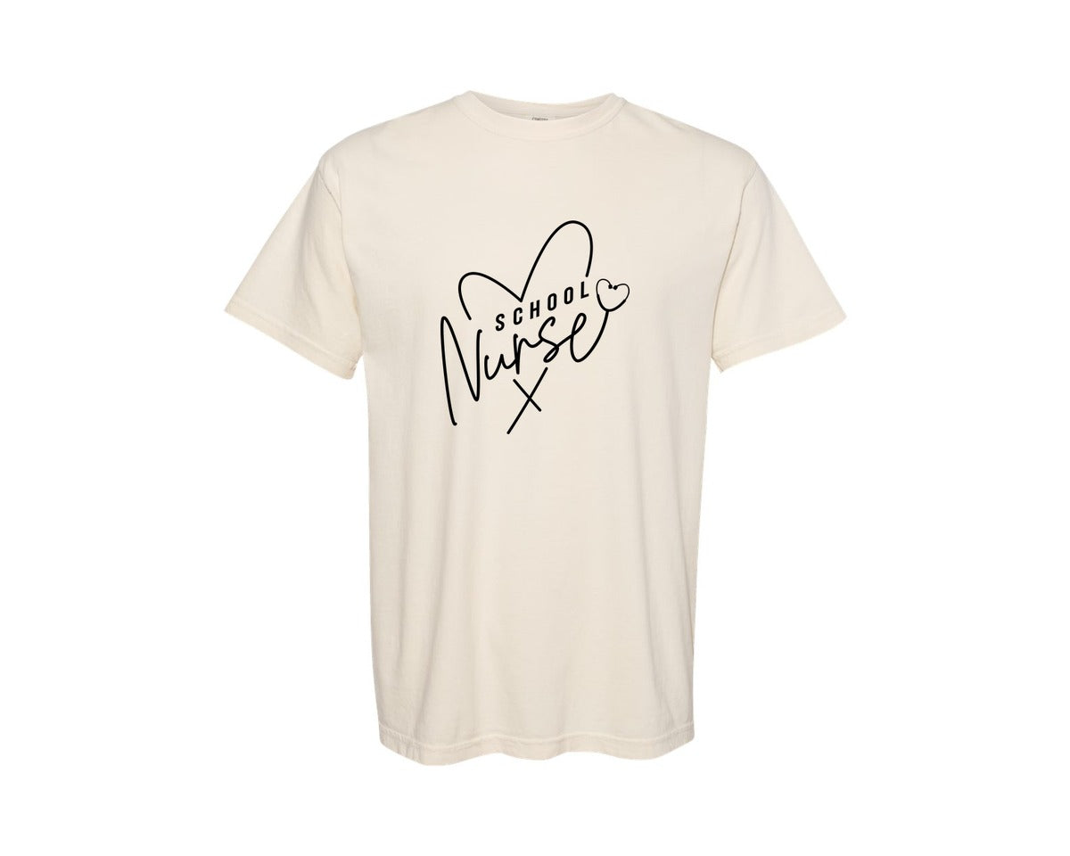 brand:Comfort Colors|color:Ivory|School Nurse 155 Graphic T-Shirt