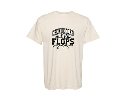 brand:Comfort Colors|color:Ivory|Decks Docks And Flip Flops 11 Graphic T-Shirt